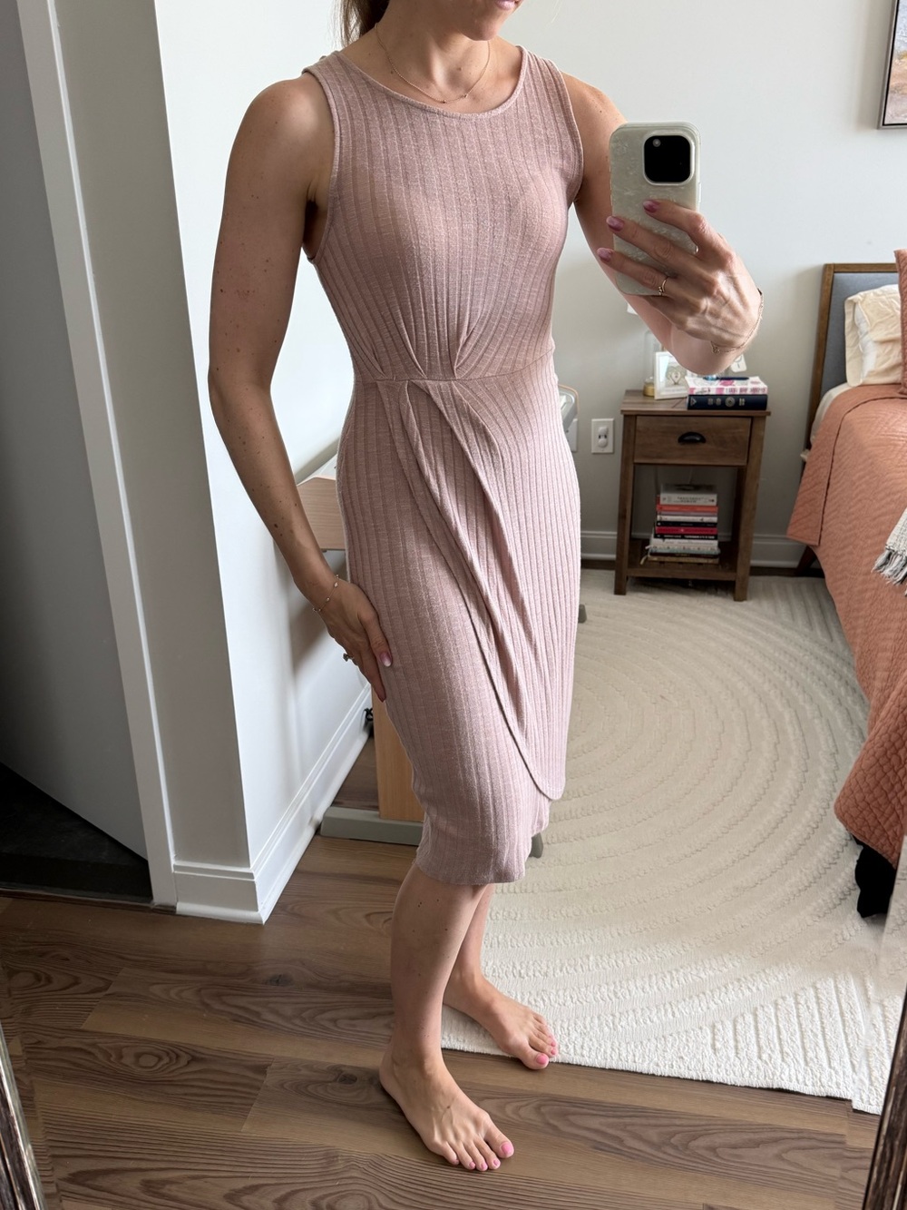 bp Sleeveless Twist-Front Ribbed Midi Dress - Blush